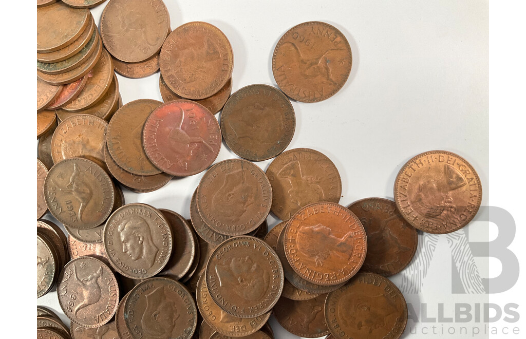 Collection of Australian KGVI/QE2 Pennies, Examples Spanning 1941 to 1964