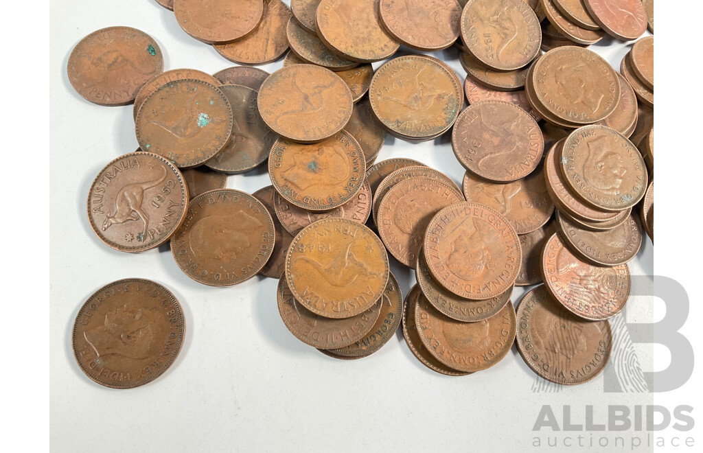 Collection of Australian KGVI/QE2 Pennies, Examples Spanning 1941 to 1964