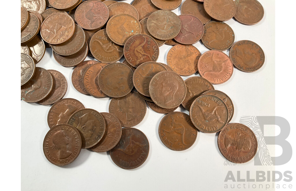 Collection of Australian KGVI/QE2 Pennies, Examples Spanning 1940 to 1964 with 2016 Ten and Twenty Cent, Fifty Years of Decimal Currency, USA 1974 Eisenhower One Dollar...........