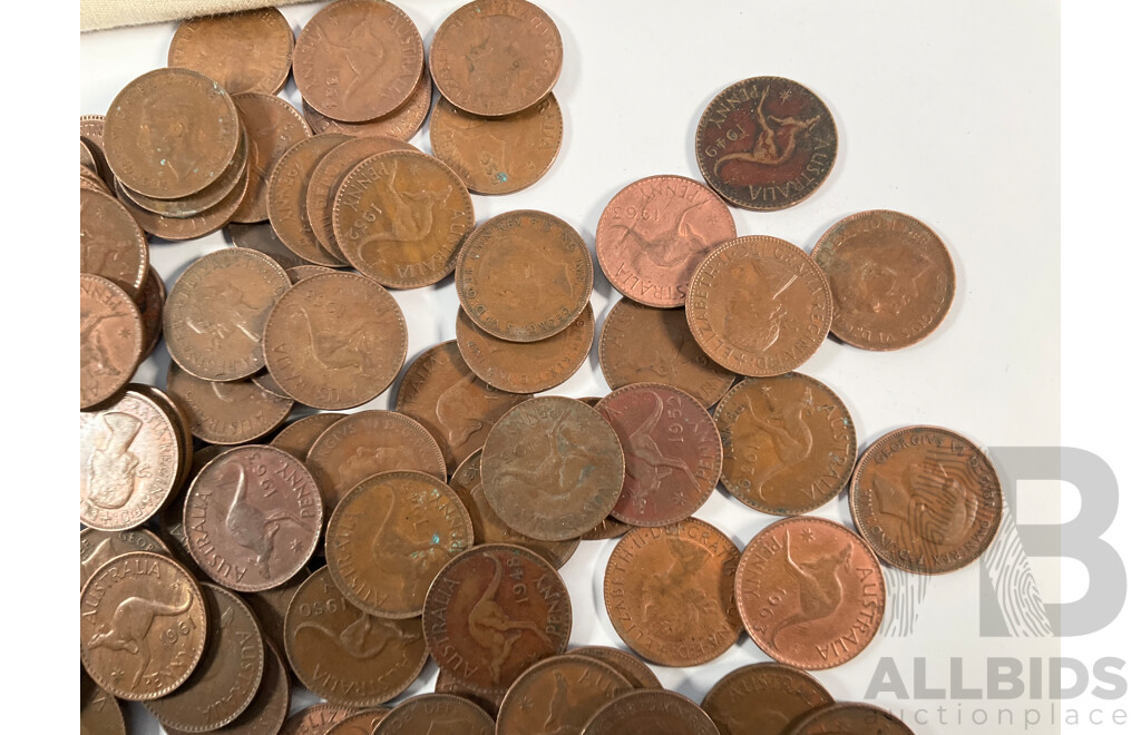 Collection of Australian KGVI/QE2 Pennies, Examples Spanning 1940 to 1964 with 2016 Ten and Twenty Cent, Fifty Years of Decimal Currency, USA 1974 Eisenhower One Dollar...........