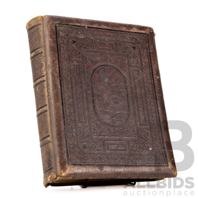 Vintage Leather Bound Empty Floral Photo Album