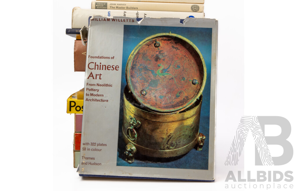 Collection of Books Relating to Art and Architecture Including The Master Builders, An Outline of European Architecture, Van Gogh's Flowers, Art of the World, Dictionary of Twentieth Century Art, Posters