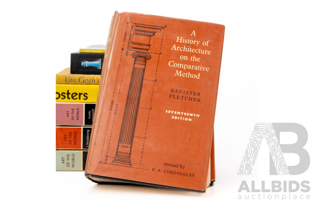 Collection of Books Relating to Art and Architecture Including The Master Builders, An Outline of European Architecture, Van Gogh's Flowers, Art of the World, Dictionary of Twentieth Century Art, Posters