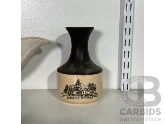 John Mawhinney Pottery Platter, Elischer Ceramic Wine Decanter, Mid Century Shell Vase