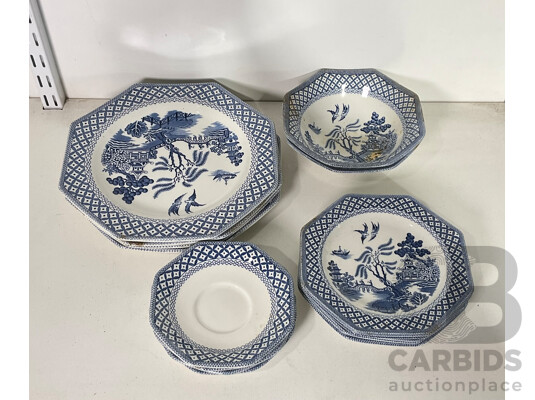 Vintage Royal Staffordshire Blue and White Plates and Bowls