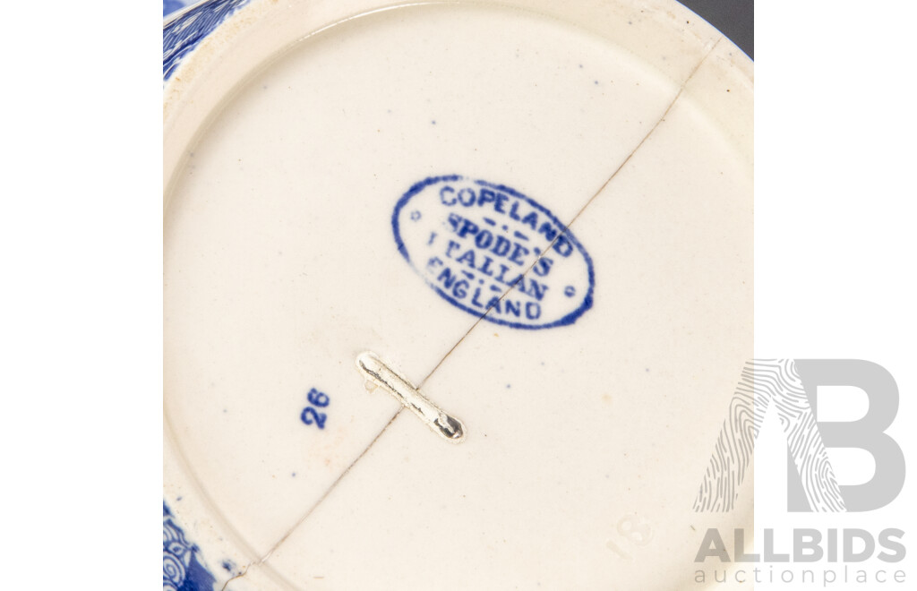 Vintage Spode Copeland Italian Blue and White Porcelain Platter Plate, Jug and Creamer