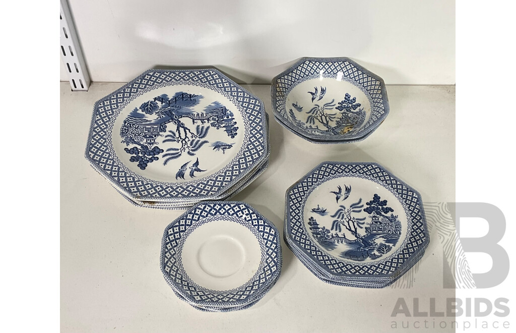 Vintage Royal Staffordshire Blue and White Plates and Bowls