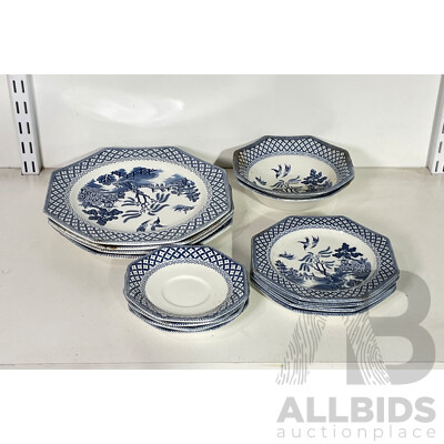 Vintage Royal Staffordshire Blue and White Plates and Bowls