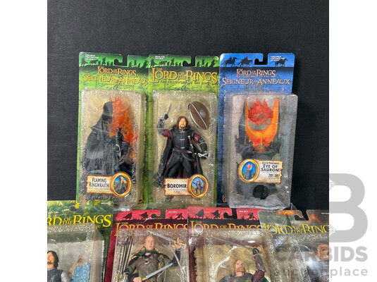 Collection of Eight Lord of the Rings Figures in Original Packaging