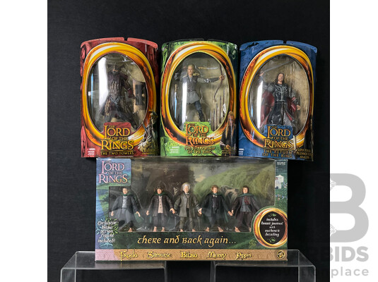 Collection of Seven Lord of the Rings Figures in Original Packaging