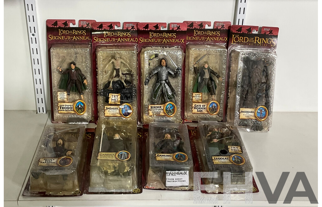Lord of the Rings, the Two Towers, Collection of Nine Figures in Original Boxes