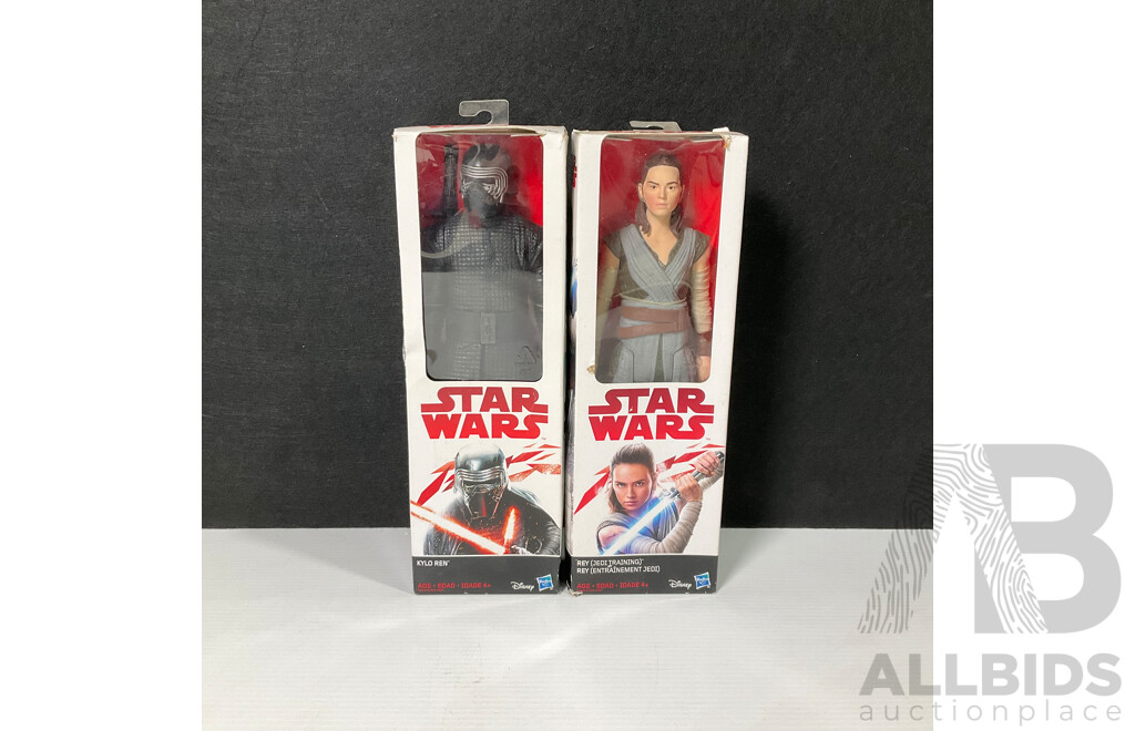Pair of Hasbro Star Wars Action Figures Including Kylo Ren and Rey