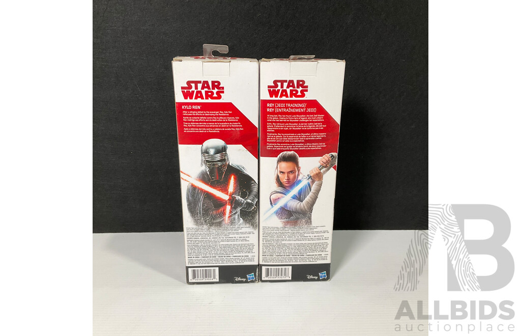 Pair of Hasbro Star Wars Action Figures Including Kylo Ren and Rey