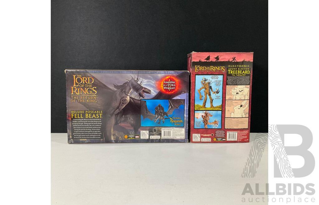 Pair of Lord of the Rings Figures in Original Packaging Including Deluxe Poseable Fell Beast and Treebeard
