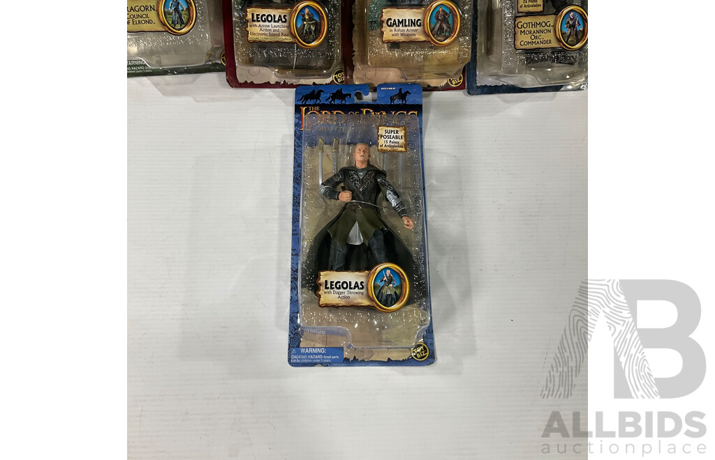 Collection of Eight Lord of the Rings Figures in Original Packaging