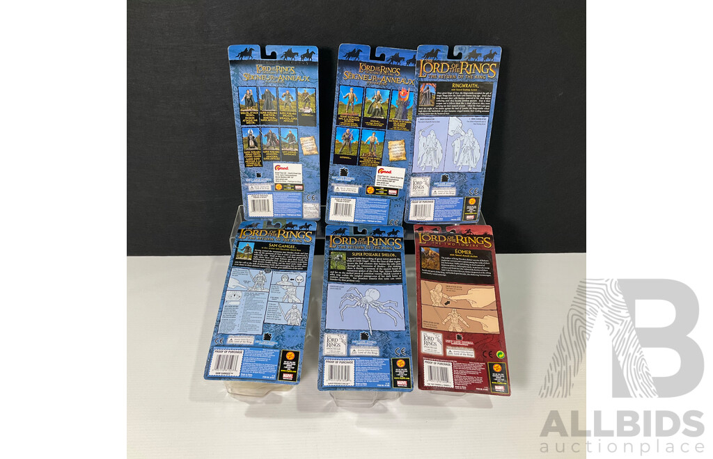 Collection of Six Lord of the Rings Figures in Original Packaging