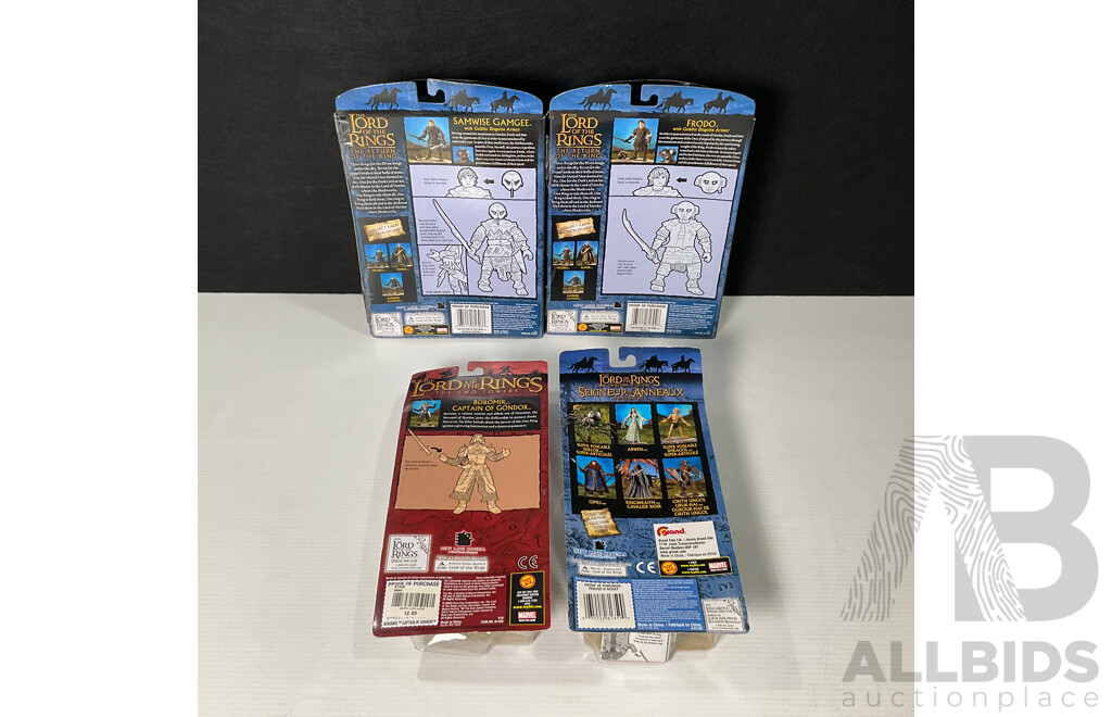 Collection of Four Lord of the Rings Figures in Original Packaging