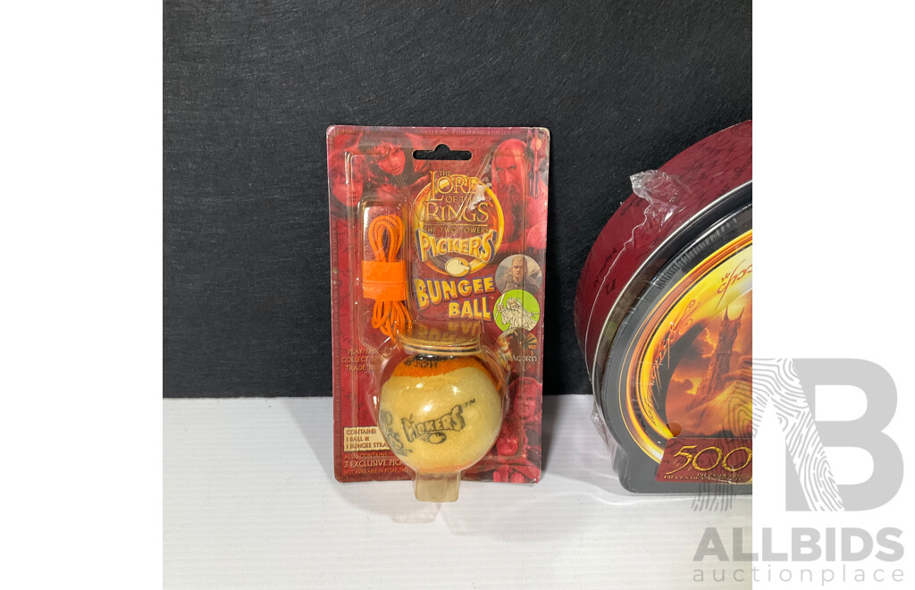 Collection of Lord of the Rings Paraphernalia in Original Packaging Including 500 Piece Puzzle, Ringwraith Sculped Decal Mug and Pickers Bungee Ball