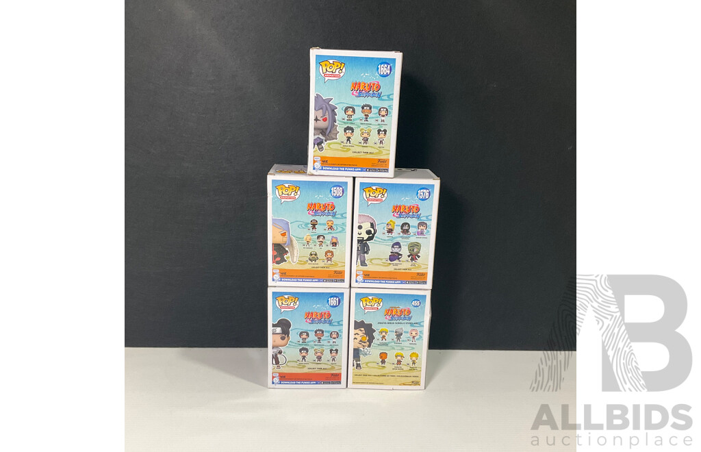 Collection of Five Naruto Pop Vinyls in Original Packaging