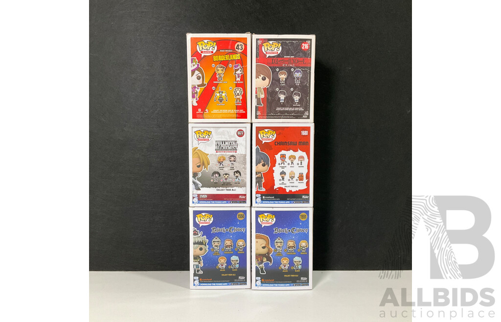 Collection of Six Pop Vinyls in Original Packaging
