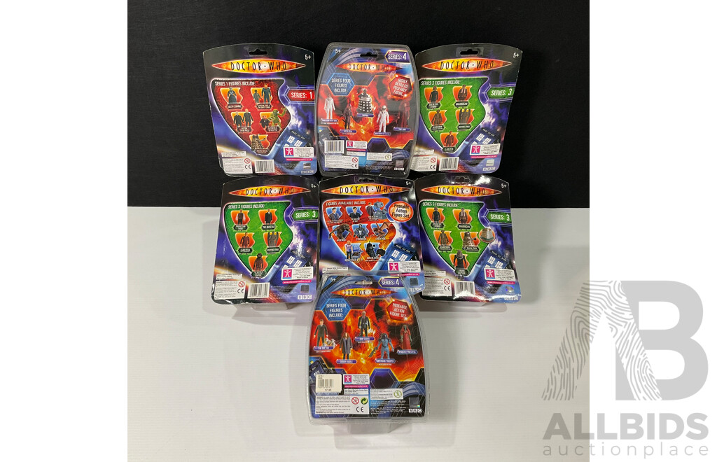 Collection of Seven Doctor Who Figures in Original Packaging