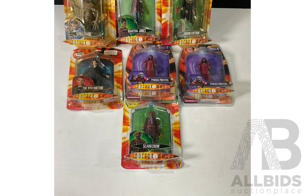 Collection of Seven Doctor Who Figures in Original Packaging