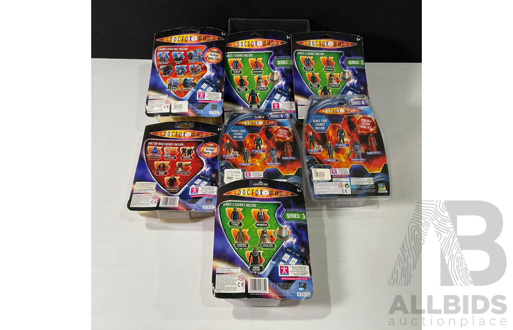 Collection of Seven Doctor Who Figures in Original Packaging