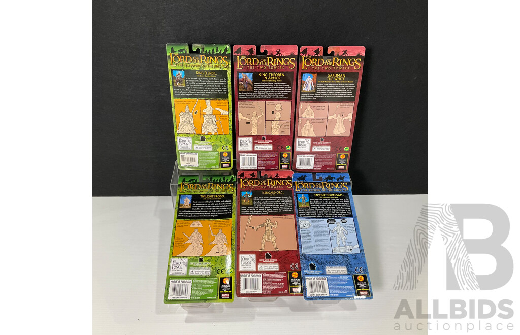 Collection of Six Lord of the Rings Figures in Original Packaging
