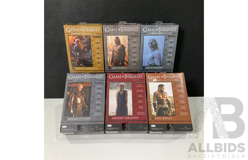 Collection of Six Game of Thrones Legacy Collection Figures in Original Packaging
