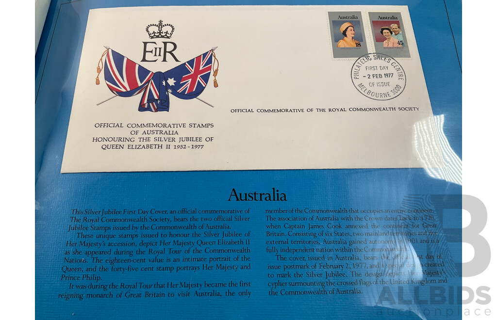 Franklin Philatelic Company 1977 Royal Commonwealth Album of First Day Covers, QE2 Silver Jubilee
