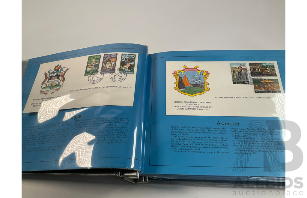 Franklin Philatelic Company 1977 Royal Commonwealth Album of First Day Covers, QE2 Silver Jubilee
