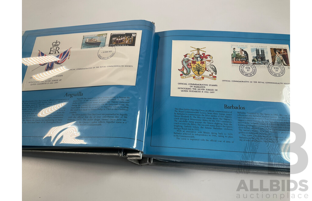 Franklin Philatelic Company 1977 Royal Commonwealth Album of First Day Covers, QE2 Silver Jubilee