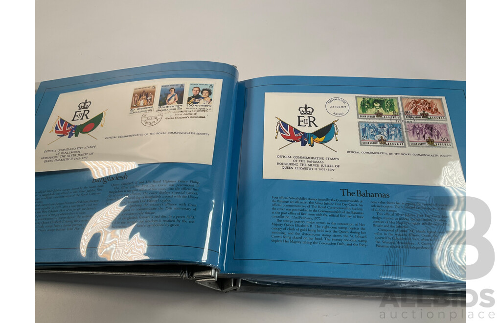 Franklin Philatelic Company 1977 Royal Commonwealth Album of First Day Covers, QE2 Silver Jubilee