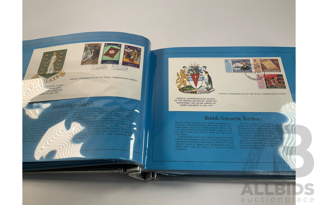 Franklin Philatelic Company 1977 Royal Commonwealth Album of First Day Covers, QE2 Silver Jubilee
