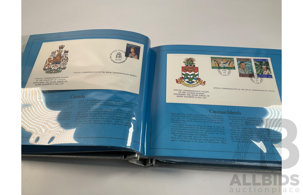 Franklin Philatelic Company 1977 Royal Commonwealth Album of First Day Covers, QE2 Silver Jubilee