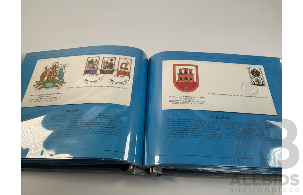 Franklin Philatelic Company 1977 Royal Commonwealth Album of First Day Covers, QE2 Silver Jubilee