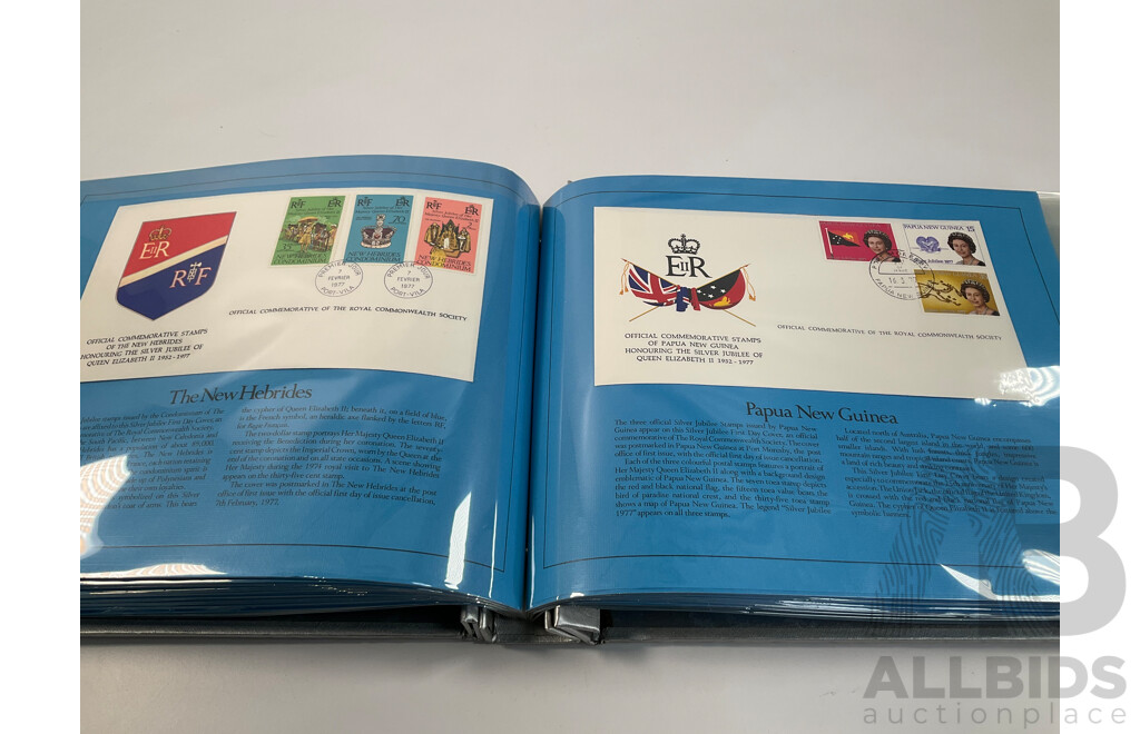 Franklin Philatelic Company 1977 Royal Commonwealth Album of First Day Covers, QE2 Silver Jubilee