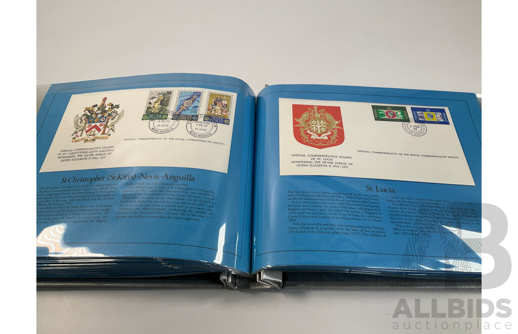 Franklin Philatelic Company 1977 Royal Commonwealth Album of First Day Covers, QE2 Silver Jubilee