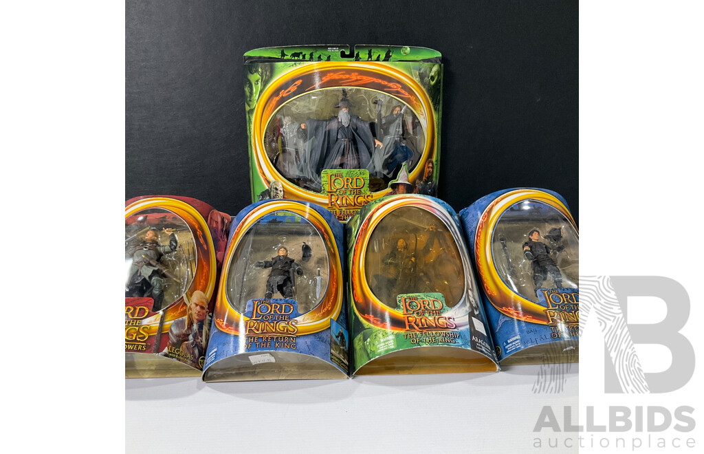 Collection of Five Lord of the Rings Figures in Original Packaging