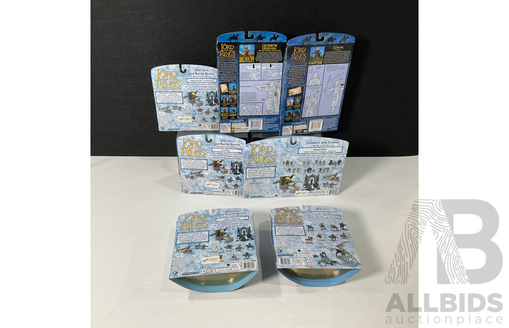 Collection of Seven Lord of the Rings Figures in Original Packaging