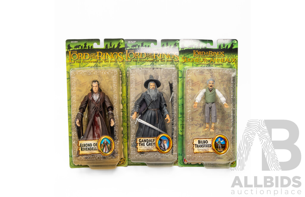 Lord of the Rings -The Fellowship of the Ring Gandalf, Bilbo & Elrond Figures in Original Box