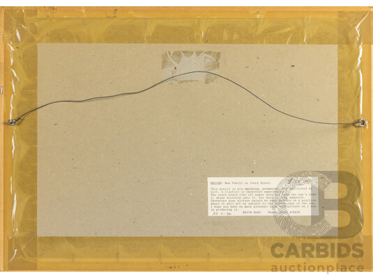 Keith Ross (20th Century, Australian), P.S. Adelaide at Echuca (1994), Original Wax Pencil on Ivory Board, 40H X 54W cm (frame)