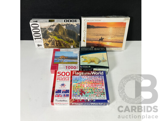 Collection of 1000 and 500 Piece Jigsaw Puzzles