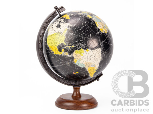 Vintage Antique-Style Black World Globe, 28H Cm (approx)