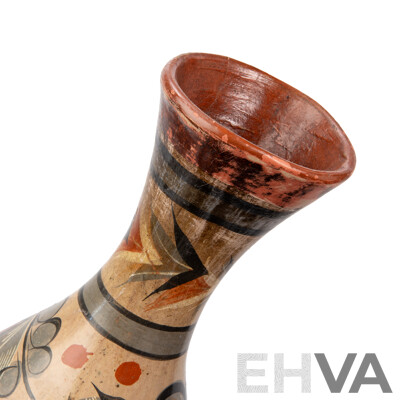 Vintage Tonalá Mexican Folk Art Pottery Vase