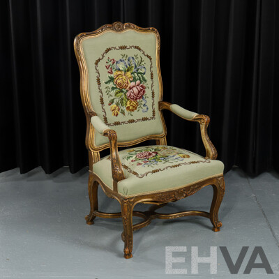 French Louis XV Style Carved Armchair