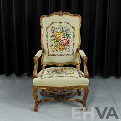 French Louis XV Style Carved Armchair