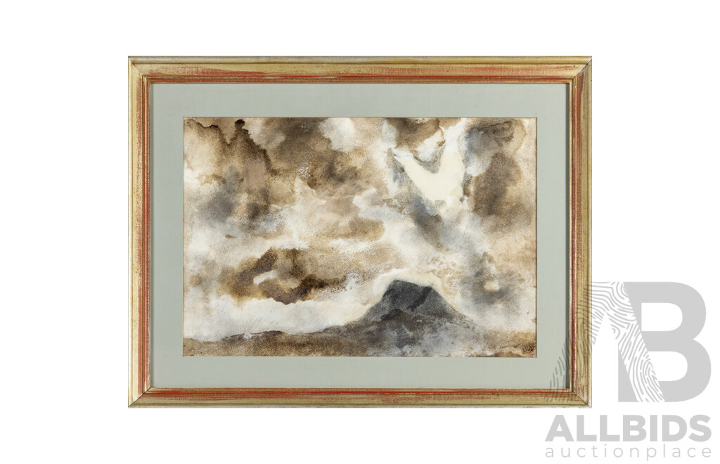 Robert S. Liddicoat (20th Century, Australian, 1936-2013), Clouds Over Kembla Mt. (1978), Original Vintage Watercolour, 55H x 73W cm (frame)