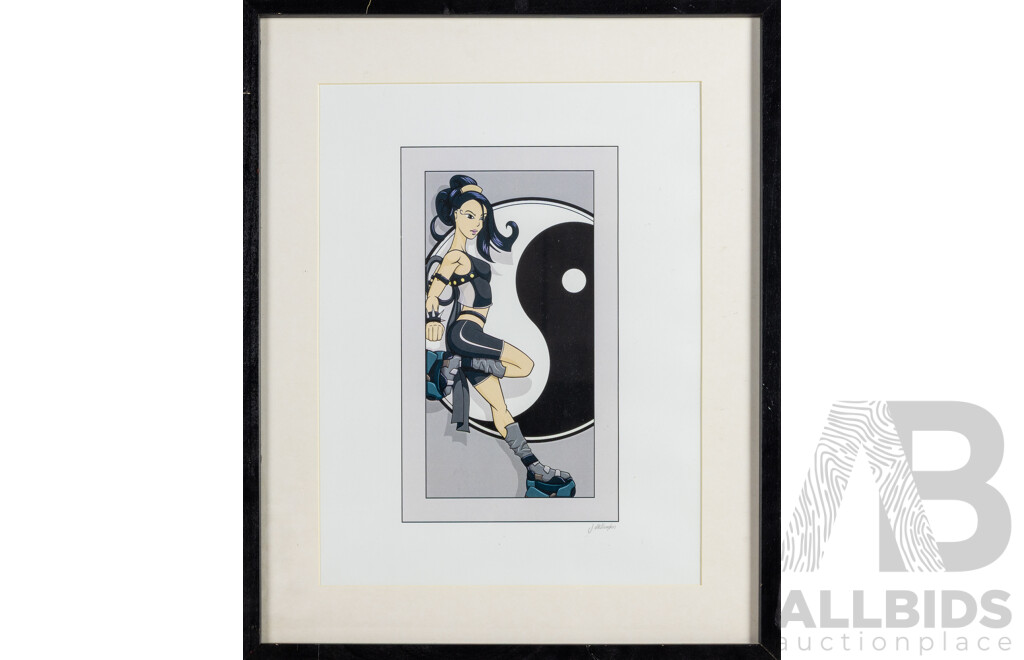 J. Wellington (20th Century), Yin-Yang Fighter, Original Digital Colour Print, 52H x 42W cm (frame)