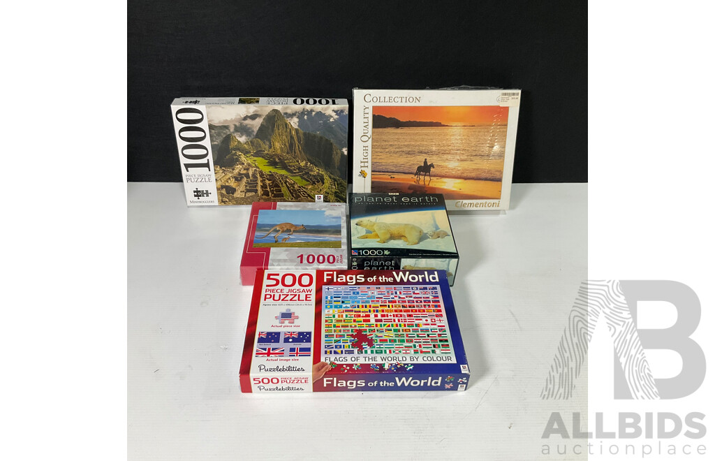 Collection of 1000 and 500 Piece Jigsaw Puzzles